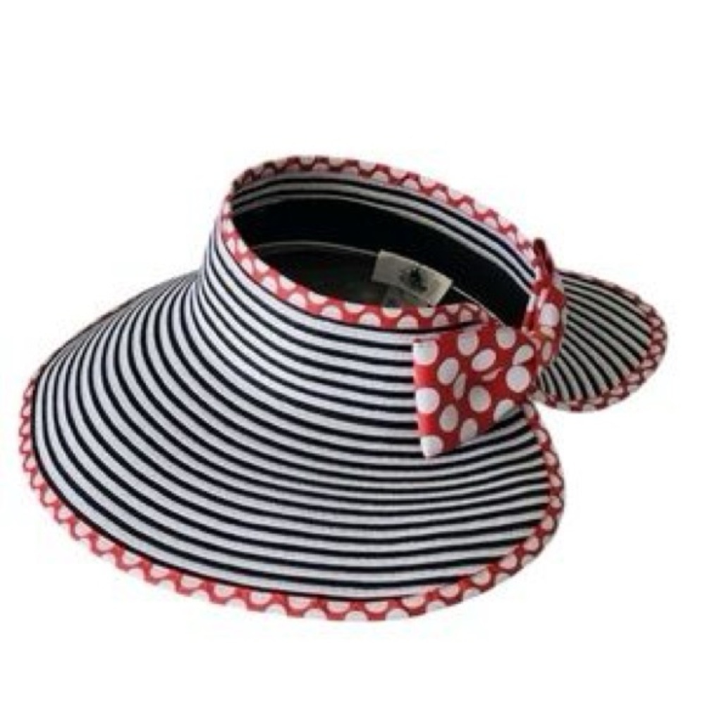 Disney Parks‎ Adjustable Travel Navy and White Striped Bow Hat